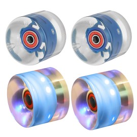 PATIKIL Light Up Skateboard Wheels 60x45mm, 4 Pack 78A PU Roller Skate Wheels with Bearings for Outdoor Cruiser Street Double Row Skating Replacement, Dark Blue