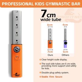 DINOFITNESS Gymnastics Bar for Kids,11 Levels Adjustable Height Gymnastics Equipment for Home,Thickened Upright Tube Gymnastic Horizontal Bars,No Wobble Gymnastics bar for Kids Ages 3-16