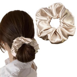 Scrunchie Hair Rubber 100% Natural Silk Hair Elastic Hair Elastic Hair Friendly Fashionable Cute Champagne
