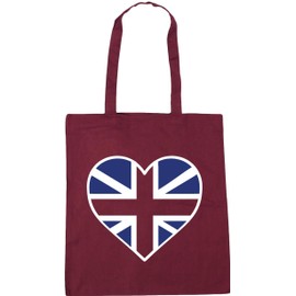 Hippowarehouse Heart Flag UK Tote Shopping Gym Beach Bag 42cm x38cm, 10 litres