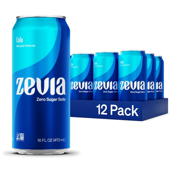 Zevia Zero Sugar Soda, Cola, 16 oz Cans (12-Pack) –