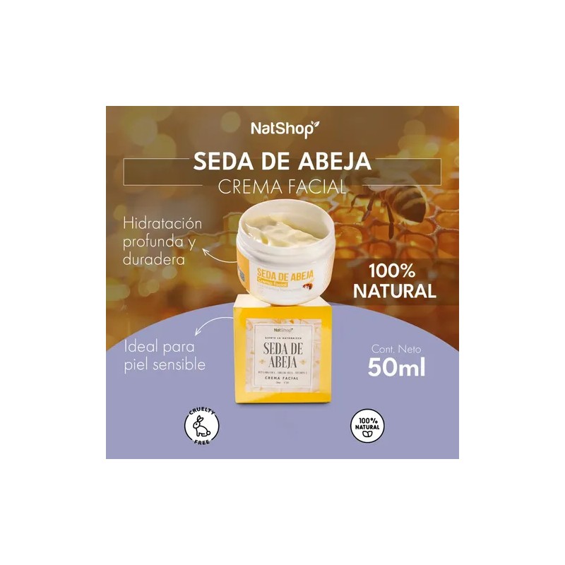 Crema Facial Natural Seda De Abeja Natshop 50ml Hidratante
