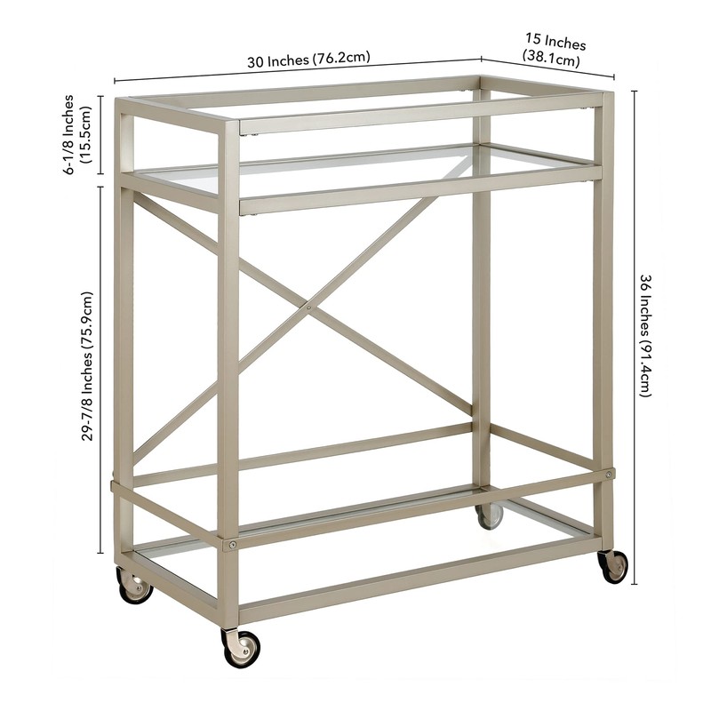 Wilson 30'' Wide Rectangular Bar Cart in Satin Nickel