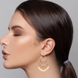 18K Gold Plated Filigree Dangling Large Gold Chandelier Earrings for Women Indian Jewelry for Women