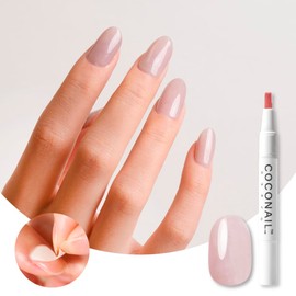 HEMA Free Removable Gel Nail Self Nail Gel Nail Seal Peel Off Color Gel Nail Tip Anti Allergen Transparent Easy Beginner Self Kit Set Clear Base Sheer Color Top Pen Brush Stick COCONAIL K03 Coco Nail