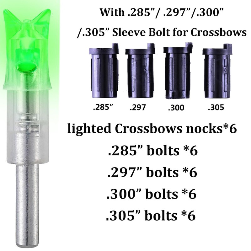 sntxmy 6PCS Lighted Nocks for Crossbow Arrows, with 0.285/0.297/0.300/0.305 in