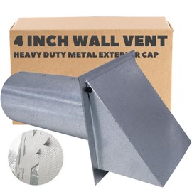 4 Inch Wall Vent Cap - Galvanized Steel with Damper & Screen - Heavy Duty Hooded Metal Caps for Exterior Side Wall Exhaust - Spring Loaded Backdraft Damper by Vent Works