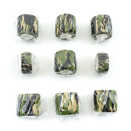 FRESINIDER 9 Rolls Self Adhesive Wrap Athletic Tape Gauze, Breathable Elastic Cohesive Bandage for Sports Injury & Pet (7 Pcs 2" x 5 Yards + 2 Pcs 1" X 5 Yards) (Woodland Camo)