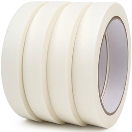 DOAY 4 Pack White Artist Tape - Art Masking Tape for Watercolor Paper, Canvas Acrylic Painting, Curves, Framing, Paint, Gouache, Console - Acid Free Drafting Tape 0.80" Wide - 360FT Total