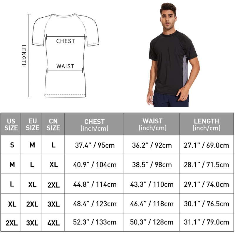 Arcweg Rash Guard Men Short Sleeves Shirt UPF 50+ Elastic