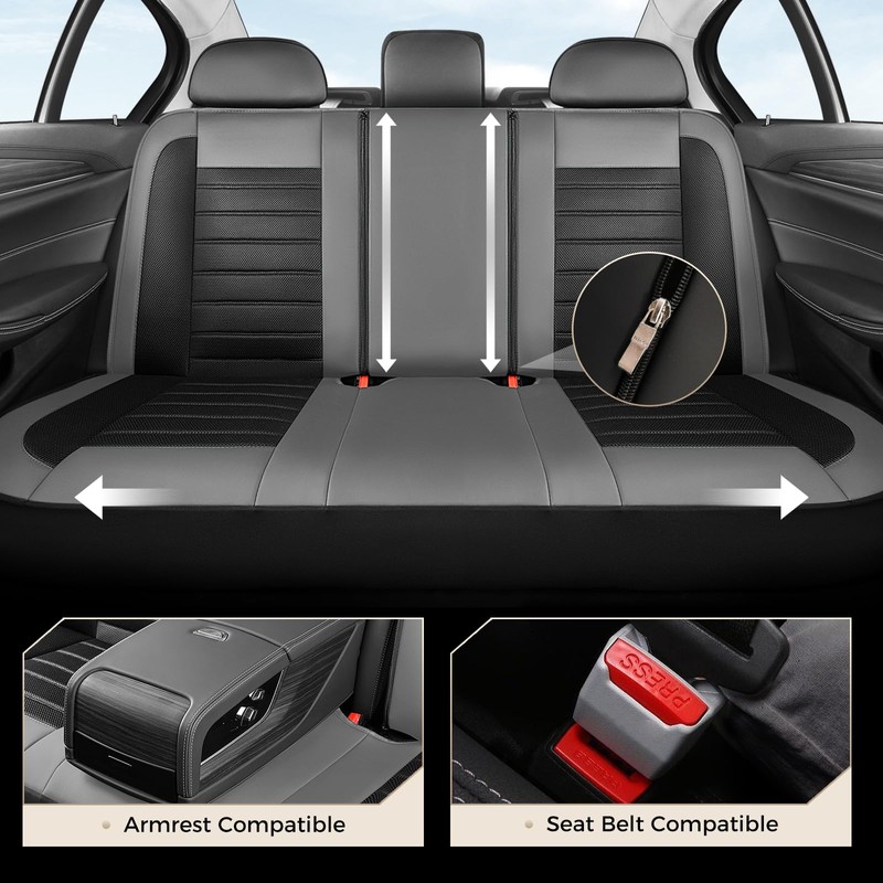 Car Seat Covers Full Set, Memory Foam Leather Car Seat