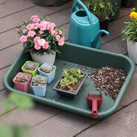 Defemim Garden Tidy Tray, Multifunctional One Piece Potting Tray for Seeding, Mixing, Growing and Storage, Succulent and Cactus Soil Potting Mix 23"x16.4"x4.3" (Black)