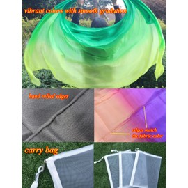 Winged Sirenny 3yds x 54" Large Belly Dance Silk Veil, Real Sheer Silk Luxury Bellydance Scarf with Hand Rolled Edges, white-pink-purple