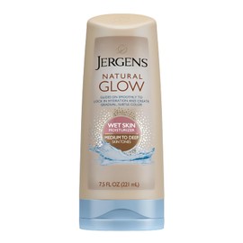 Jergens Natural Glow In-shower Moisturizer, Self Tanner, Medium to Tan Skin Tone Sunless Tanning, 7.5 Ounce Wet Skin Lotion, Locks in Hydration with Gradual, Flawless Color