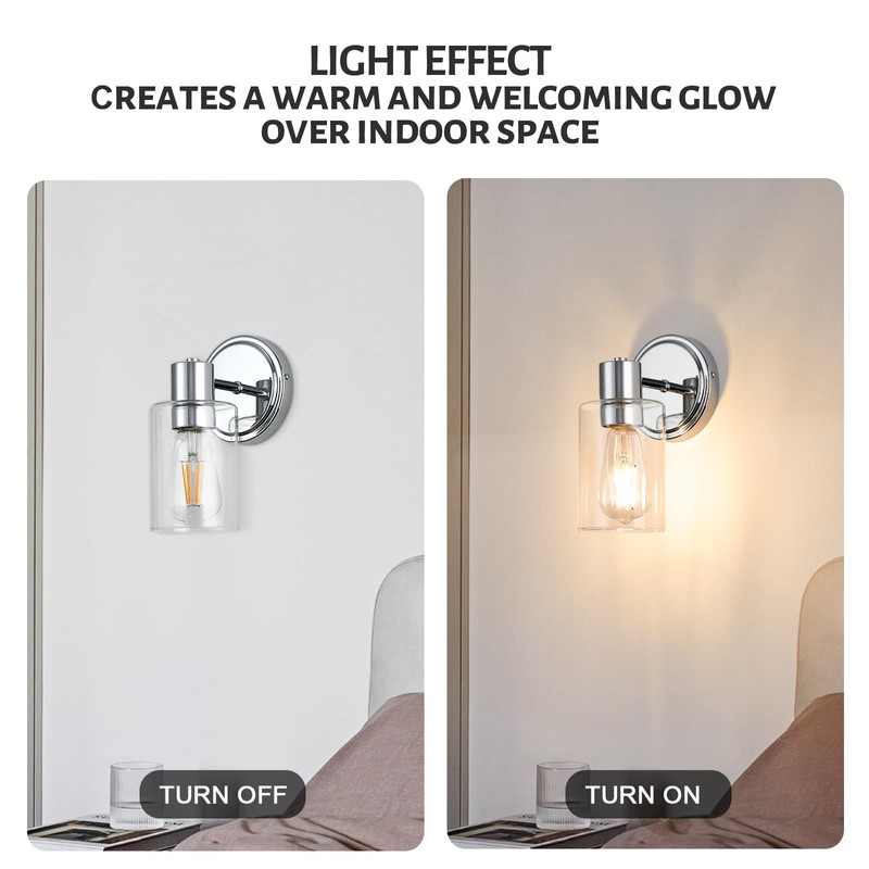 ALAISLYC 2 Light Bathroom Wall Sconce Light Fixtures with Clear