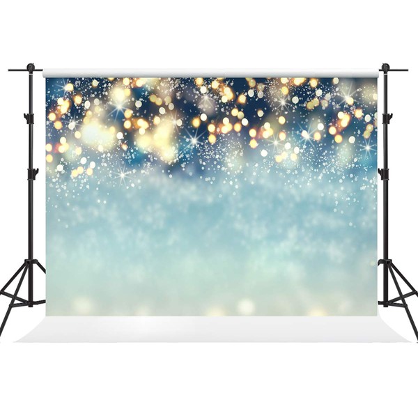 Kate 10×10ft Bokeh Dots with Snowflakes Photo Backdrops Christmas Blue