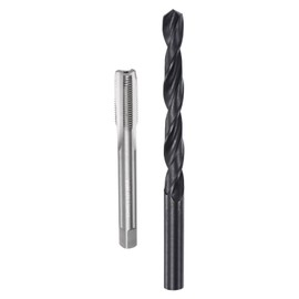 sourcing map Metric Tap and Drill Bit Set, M10 x 1 Thread Tap & 9mm Black Oxide Twist Drill Bit, Straight Flute Tap Tapping Threading Repair Tool Kit