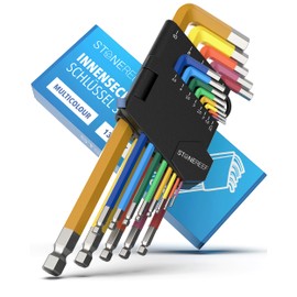 STONE REEF Allen Key Set 13 Pieces [incl. Ball Head] - 1.27-10 mm Hexagonal Multicolour Set, Hex Key Set for Craftsmen, Allen Key Set