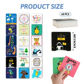 60 PCS Cards for Lunchbox for Kids Positive Affirmation Cards for School and Kindergarten Lunches Inspirational and Motivational Love Lunchbox Notes for Boys Girls Bento Lunchbox Kids Lunch Box Notes