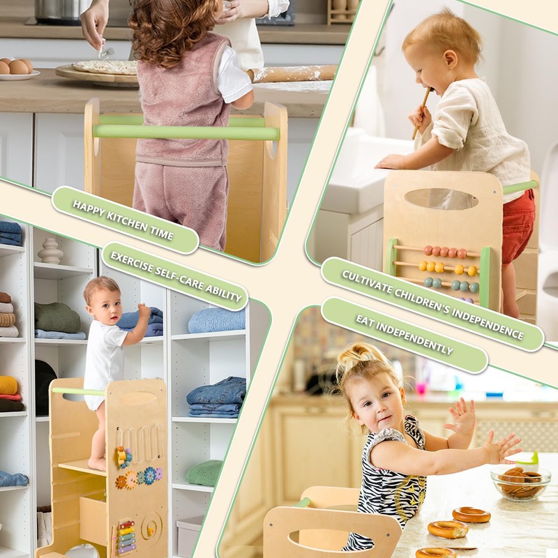 aiwo Toddler Tower Kitchen Step Stool, 3 Adjustable Height Standing