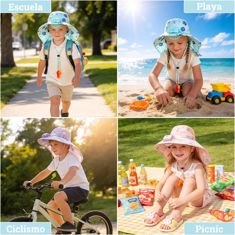 Gorro para Playa Ninas,Sombrero de Sol para niños y niñas，Gorra