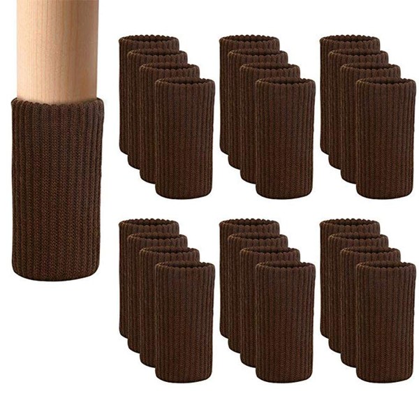 [Pack of 24] Chair Leg Covers Chair Socks, Chair Foot Covers, High Elasticity, Noise and Scratch-Resistant, Easy to Install - Dining Chair Legs Hippopotamus (24, Brown)