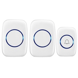 UnleashedRadiance Doorbell (White), Waterproof Doorbell Kit (One Button + Two Receivers), Can Distinguish Front Door and Back Door, Suitable for Apartments, Hotels, Offices, Schools