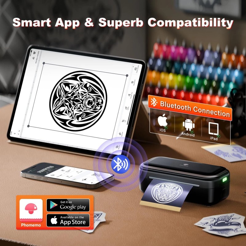 Phomemo TP31 Tattoo Stencil Printer Mini Tattoo Printer w/ 30pcs