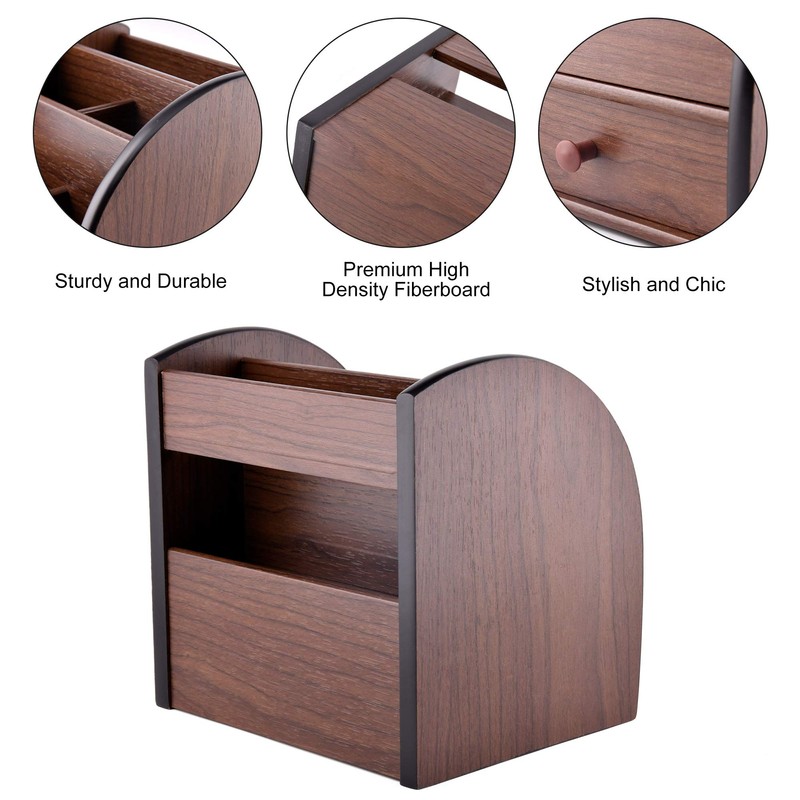 Siveit Wooden Desktop Organizer with Drawer, Multifunctional Office Supply Storage