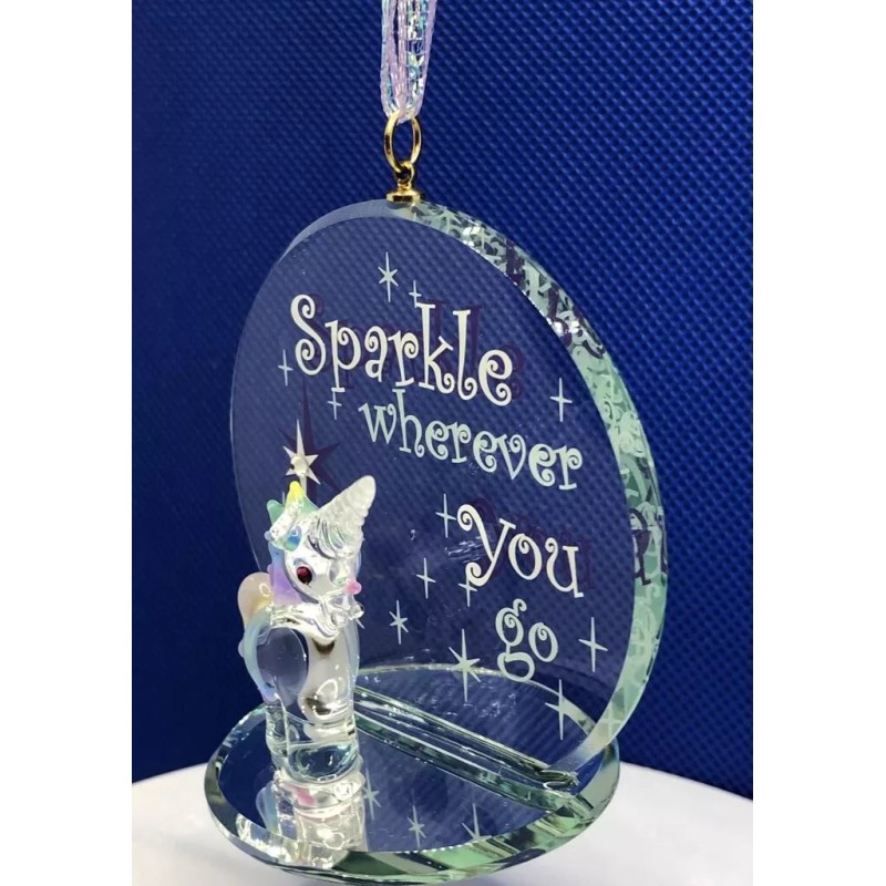 Unicorn Glass Ornament, Christmas Tree Hanging Ornament, Holiday Gift