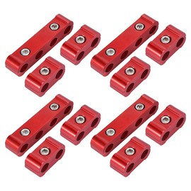 X AUTOHAUX 4 Set 8mm Car Engine Spark Plug Wire Separator Looms Divider Organizer Clamp Aluminum Alloy Red