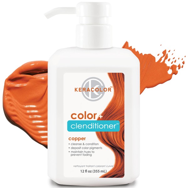 Keracolor Clenditioner Color Depositing Conditioner - Hair Glaze Colorwash, Copper, 12 Fl Oz