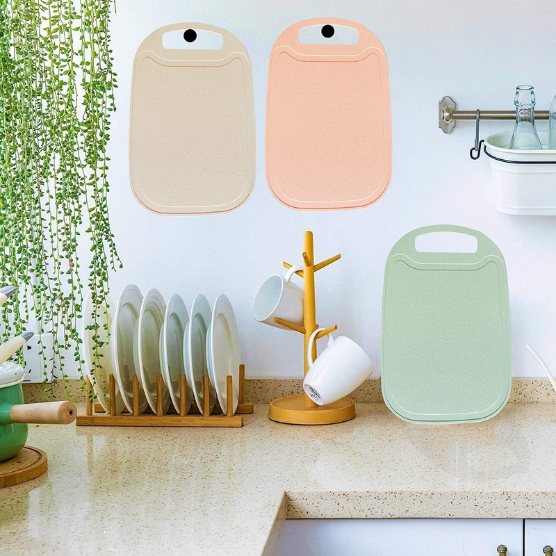 Cutting Board for Kitchen, Wheat Straw Chopping Boards with Juice