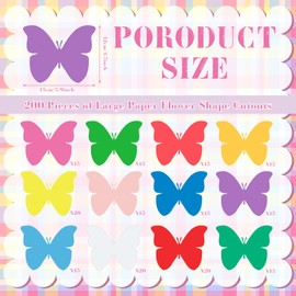 Tellingyou 200 Pcs Butterfly Cutouts Paper Butterflies 6'' Summer Colorful Butterfly Cut-Outs Spring Classroom Decoration Butterfly Die Cut for Kids DIY Craft School Summer Bulletin Board Decor