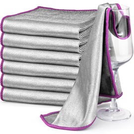 Ekedalen Polishing Microfiber Cleaning Cloth for Glass Wine Miracle Streak Free Lint Free Wipes Household Auto Detailing Bathroom Cleaner, Pack of 6, 12 x 12 Inch