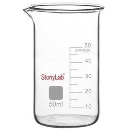 stonylab Glass Beaker, 1-Pack Borosilicate Glass Graduated Tall Beaker with Pouring Spout Lab Beaker, 50 ml