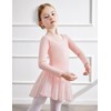 Zaclotre Girls Pink Leotards for Ballet Hallow Back Long Sleeve