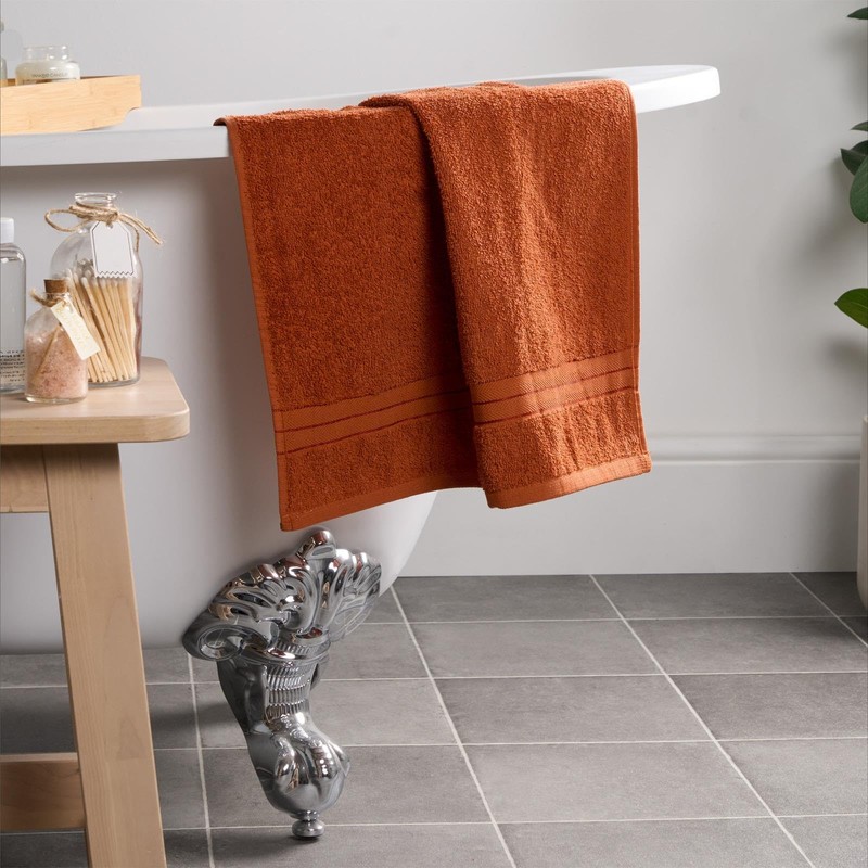 Brentfords 100% Cotton Hand Towels Burnt Orange, Super Soft Feel