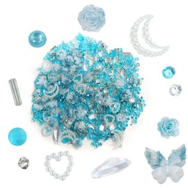 NP-050 Nail Parts, Decoration, Light Blue Set, Mixed Set, 3D, Jewelry, Handicrafts, Pearls, Rhinestones, Roses, Random Sparkling Pumps