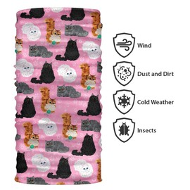 WIRESTER Bandana, Headwear, Scarf for Running, Cycling, Fishing, Sports Indoor Outdoor Fashionable Wear Cats Pink