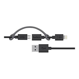 Belkin 3-Feet Micro-USB Cable with Lightning Connector Adapter - Retail Packaging - Black
