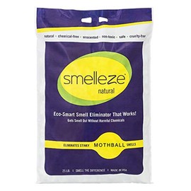 SMELLEZE Natural Mothball Smell Eliminator Deodorizer: 25 lb. Bag Granules Gets Mothball Fumes & Odor Out