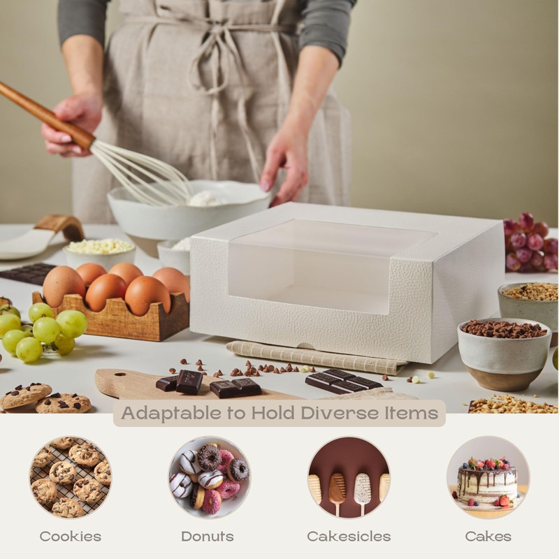 Boxes Craftory Pack of 10 Cake Boxes with Window (9.84"