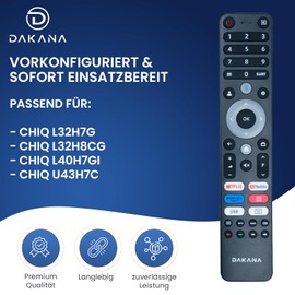 Dakana Remote Control for ChiQ TV L32H7G L32H8CG L40H7G U43H7C