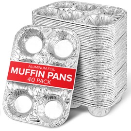 Stock Your Home (40-Count Disposable Muffin Tins 6-Cup, Standard Size Foil Muffin Pans, Aluminum Cupcake Tin for Baking, To-Go Trays for Bake Sales, Parties, Holidays