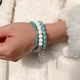 Stocking Stuffers Holiday Outfits for Women 2024 Boho Bracelets for Women Beaded Bracelets Boho Jewelry Turquoise Bracelets Boho Colorful Bracelets Stackable Bracelets Stretch Bracelets Trendy Summer Jewelry