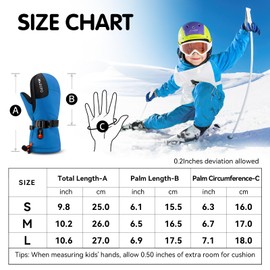 WASOTO Heated Mittens Gloves for Kids Children Waterproof Heated Gloves 7.4V 3000mAh Electric Rechargeable Heated Ski Gloves for Skiing Snowboarding Snowmobiling Raynaud Hiking (HeatedMittens B-M)