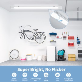 Airand LED Shop Light Fixture 4FT Plug in Ceiling Lights, 36W 5000K Linkable LED Tube Light with ON/Off Switch for Workbench, Basement, Garage, Office, Cabinet, Overhead Lighting, IP66 Waterproof