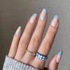 RUNRAYAY Wave Blue & White French Press On Nails Long