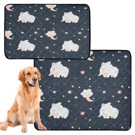 YETTASBIN Elephant Washable Reusable Dog Cat Pee Pad, Pet Creat Mat with Non-Slip Bottom for Large Small Medium Dogs Cats, Absorption Leakproof Pet Training Pad for Food and Water, M+L